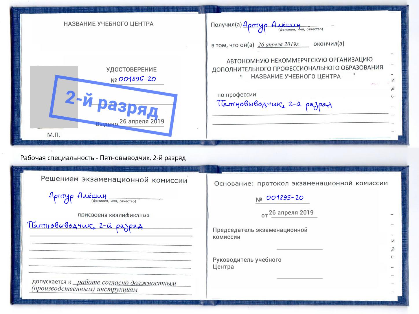 корочка 2-й разряд Пятновыводчик Валуйки