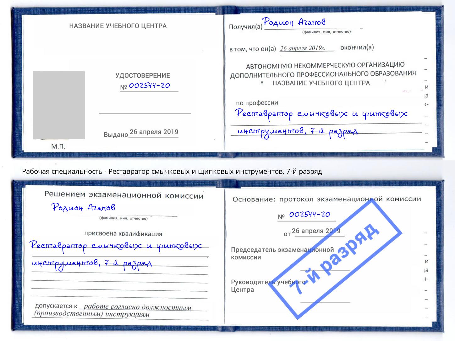 корочка 7-й разряд Реставратор смычковых и щипковых инструментов Валуйки